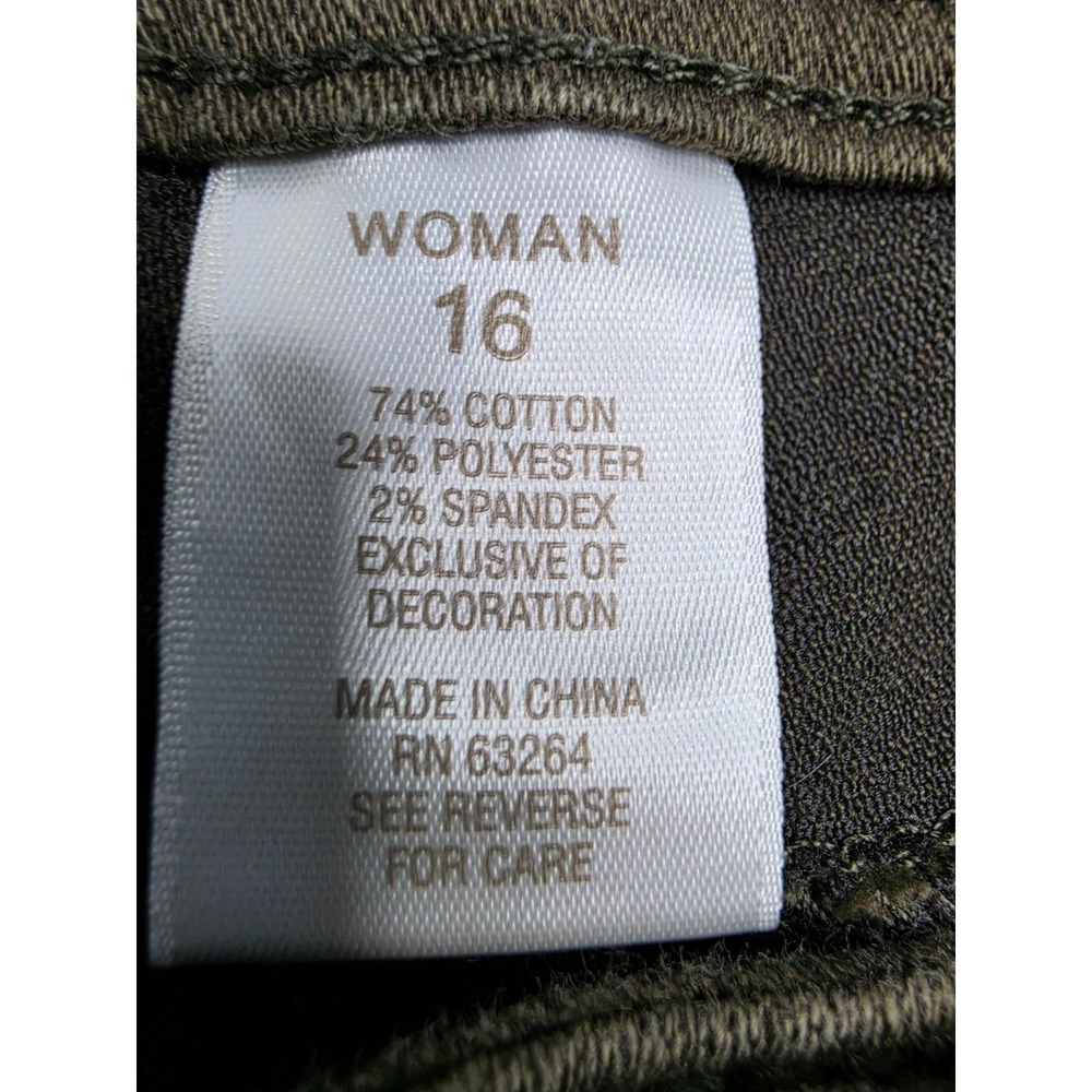 W62 Signature Fit Skinny Jeans Women's 16 Olive Green Denim 5-Pocket Streetwear - Picture 6 of 9
